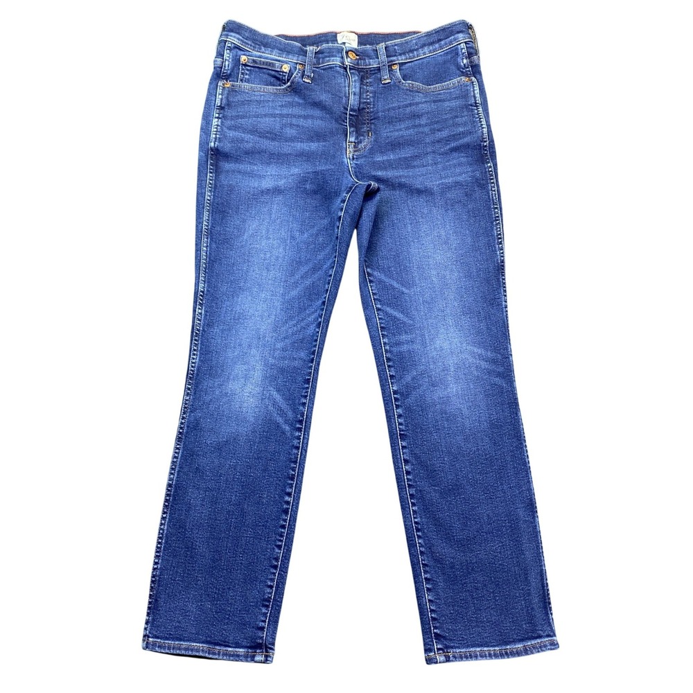 J.Crew 9 Inch Vintage Straight Ankle Jeans Dark Wash Blue Size 30 AV711 Grunge